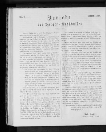 Nr. 3 Bericht des Bürgerausschusses Januar 1860