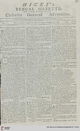 31: Hicky's Bengal gazette, or The original Calcutta general advertiser
