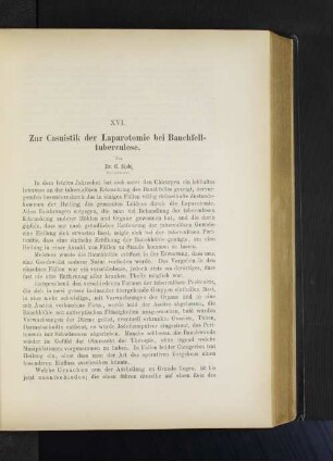 XVI. Zur Casuistik der Laparotomie bei Bauchfelltuberculose.