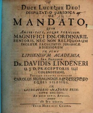 Disp. iur. de mandato