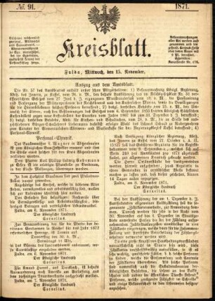Ausgabe vom Mittwoch, den 15. November 1871.