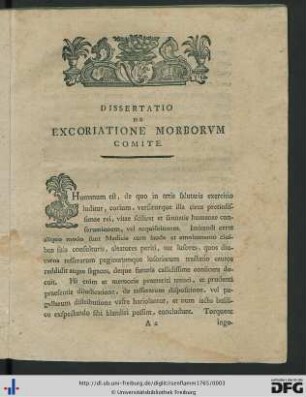 Dissertatio de Excoriatione Morborvm Comite.