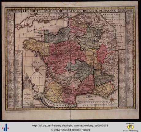 Les routes exactes des postes du Royaume de France.