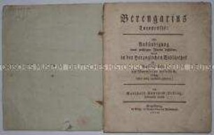 Lessings Schrift über die Enteckung eines Manuskripts von Berengar von Tours in der Erstausgabe