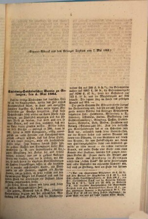 Wochenbericht des Schleswig-Holsteinischen Vereins zu Erlangen. 1864