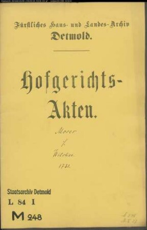 Moses, Itzig zu Detmold gegen Nicolaus Wilcker (Wülcker, Wülker), Hofschmied - Schuldforderung