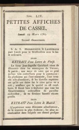 No LIV (Samedi 19 Mars 1785)