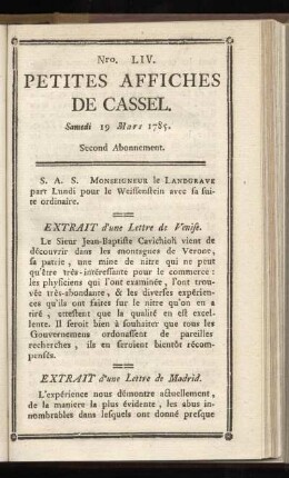 No LIV (Samedi 19 Mars 1785)