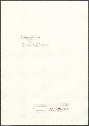 Baumgarten, [Franz Ferdinand], z. Zt.Berlin, Schriftwechsel mit Wichert