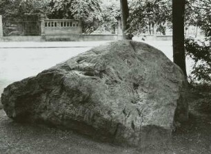 Bautzen. Findling (nordischer Gneisgranit) aus der Flur Strehla in den Grünanlagen an der Wallstraße