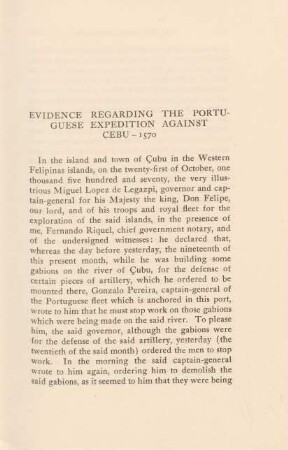 Evidence regarding the Portuguese expedition against Cebú - 1570