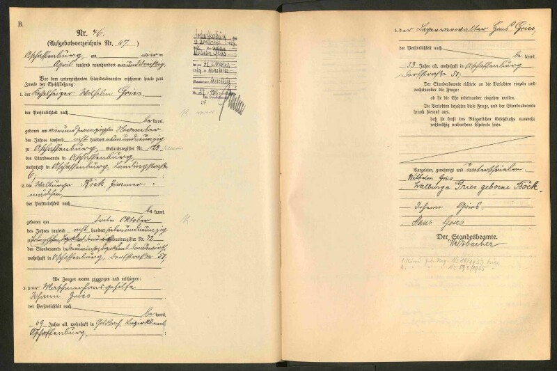 Standesamtsbuch der Stadt Aschaffenburg: Eheschließungen 252/1930 - 130/1931