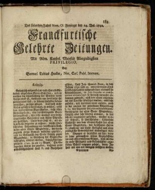 Num. CI. Freytags den 14. Dec. 1742 - Num. CIV. Freytags den 28. Dec. 1742