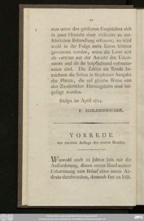 Vorrede zur zweiten Auflage des ersten Bandes.
