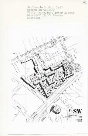 Wohnen am Wedding, Berlin-Wedding (Diplomarbeit bei Willy Kreuer): Lageplan 1:500