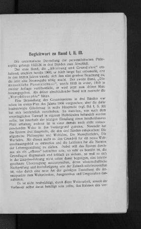 Begleitwort zu Band I,II,III.