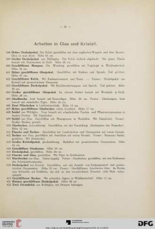 Arbeiten in Glas und Kristall (Nr. 598- 634)
