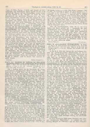 424-425 [Rezension] Blätter für württembergische Kirchengeschichte; 41. Jahrg. Heft 3/4, 42. Jahrg. Heft 1 u. 2