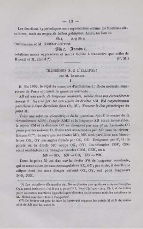 THÉORÈMES SUR L'ELLIPSE.
