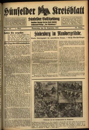Erste Ausgabe vom Donnerstag, den 22. September 1932.