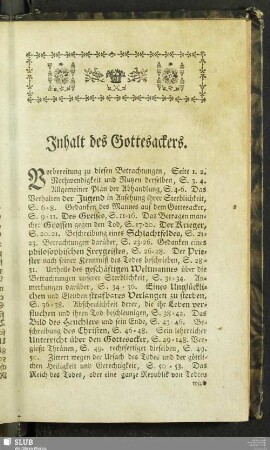 Inhalt des Gottesackers