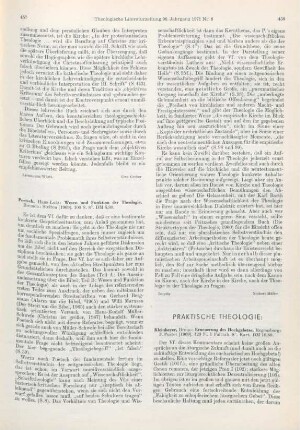 457-458 [Rezension] Poetsch, Hans-Lutz, Wesen und Funktion der Theologie
