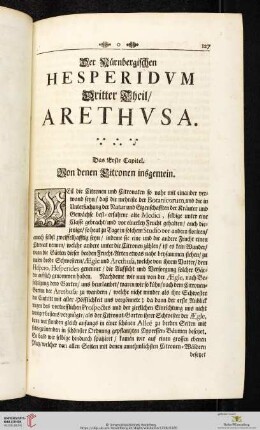 Der Nürnbergischen Hesperidum Dritter Theil/Arethusa