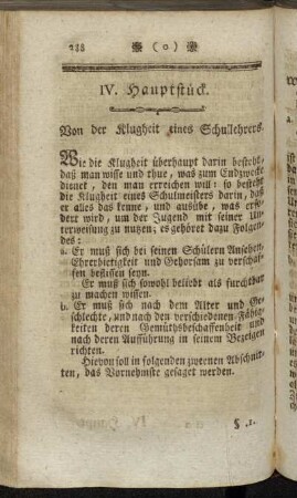 IV. Hauptstück. Von der Klugheit eines Schullehrers.