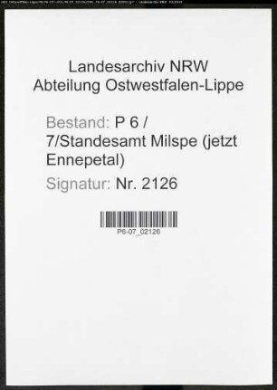 Namensverzeichnis Milspe (jetzt Ennepetal), Todesfälle
