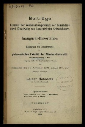 Beiträge zur Kenntnis der Kondensationsprodukte der Benzilsäure durch Einwirkung von konzentrierter Schwefelsäure