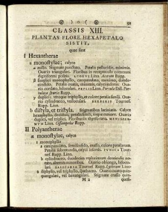 Classis XIII. Plantas Flore Hexapetalo Sistit ...