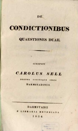 De condictionibus quaestiones duae