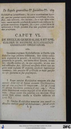 Cap. VI. De Regulis Generalibus Et Specialibus In Regimine Ecclesiastico Christiano Observandis.