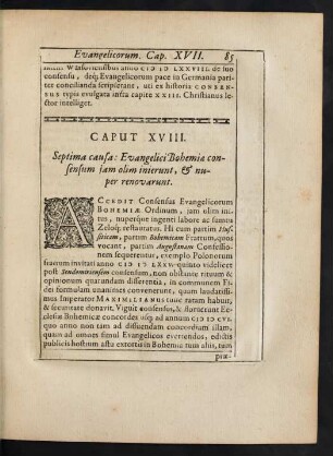 Caput XVIII. Septima causa: Evangelici Bohemiae consensum iam olim inierunt, & nuper renovarunt.
