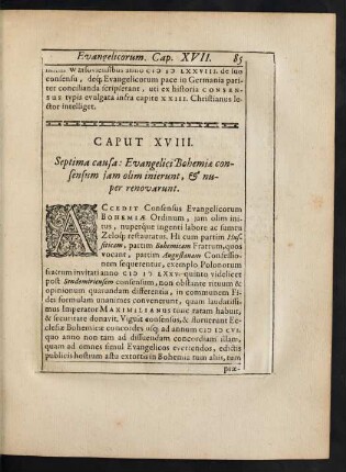 Caput XVIII. Septima causa: Evangelici Bohemiae consensum iam olim inierunt, & nuper renovarunt.