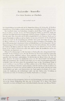 Buchsweiler - Bouxwiller. Eine kleine Residenz am Oberrhein