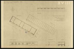Studienarbeiten: Preisarbeit, Entwurf für Kraftwagenhof, Lagerschuppen, 1:200