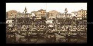 Begrüßung, Blick von der SMY Hohenzollern auf Gondeln im Hafen von Venedig