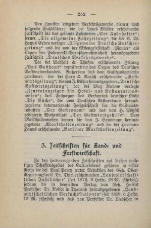 5. Zeitschriften für Land- und Forstwirtschaft