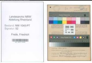 Entnazifizierung Friedrich Frede , geb. 11.07.1896 (Postbeamter)
