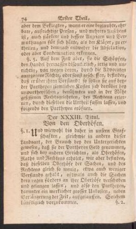 Der XXXIII. Titul. Von den Oberhöfen