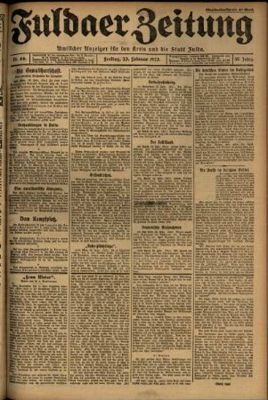 Erste Ausgabe vom Freitag, den 23. Februar 1923.