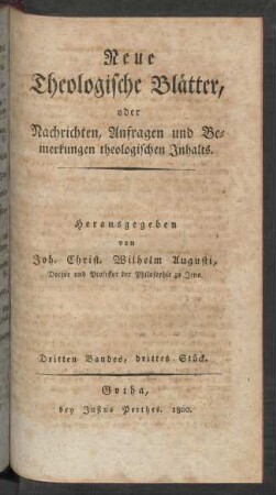 Dritten Bandes, drittes Stück