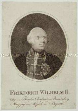 Brustbildnis Friedrich Wilhelms II. König von Preußen im Uniformrock mit dem Stern des Schwarzen Adlerordens