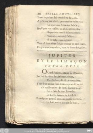 Jupiter Et Le Limaçon. Fable XVII.