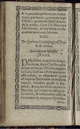XIII. De spirituali coniugio Christi & animae