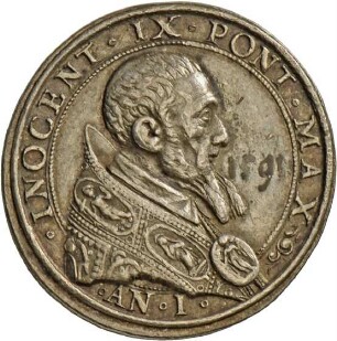 Medaille von Niccolo Bonis auf Papst Innozenz IX., 1591