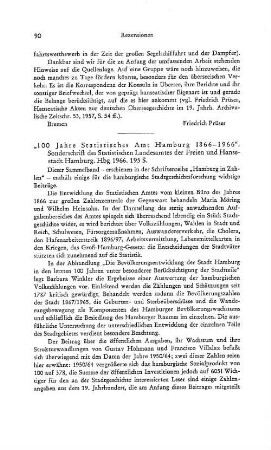 100 Jahre Statistisches Amt Hamburg 1866 - 1966, Sonderschrift des Statistischen Landesamtes der Freien und Hansestadt Hamburg : Hamburg, Statistisches Landesamt, 1966
