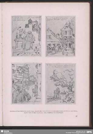 Buchillustrationen zu Jean Paul "Leben des vergnügten Schulmeisterlein Wuz in Auental"