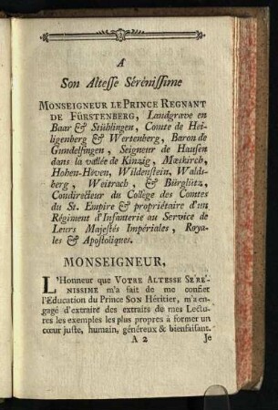 A Son Altesse S'ere´nissime ...